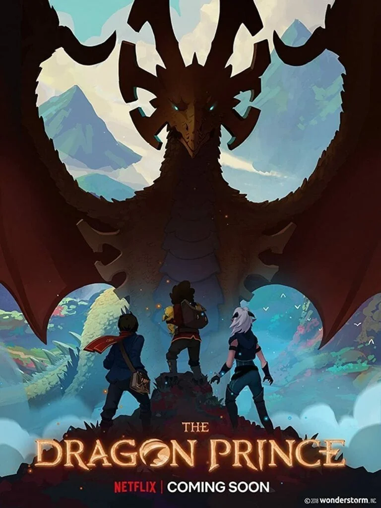 The Dragon Prince involves the story of humans and elves struggling to make peace. In come human princes Callum and Ezran and the Moonshadow Elf Rayla, seen in this promotional poster, to save the world.