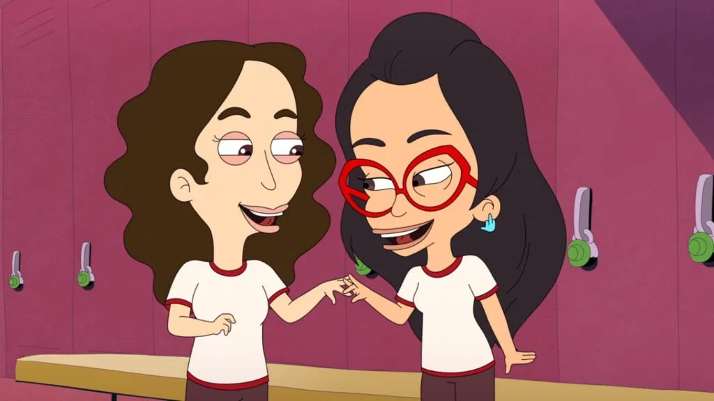  Ali, pictured left, is a pansexual character from the Netflix cartoon Big Mouth.
