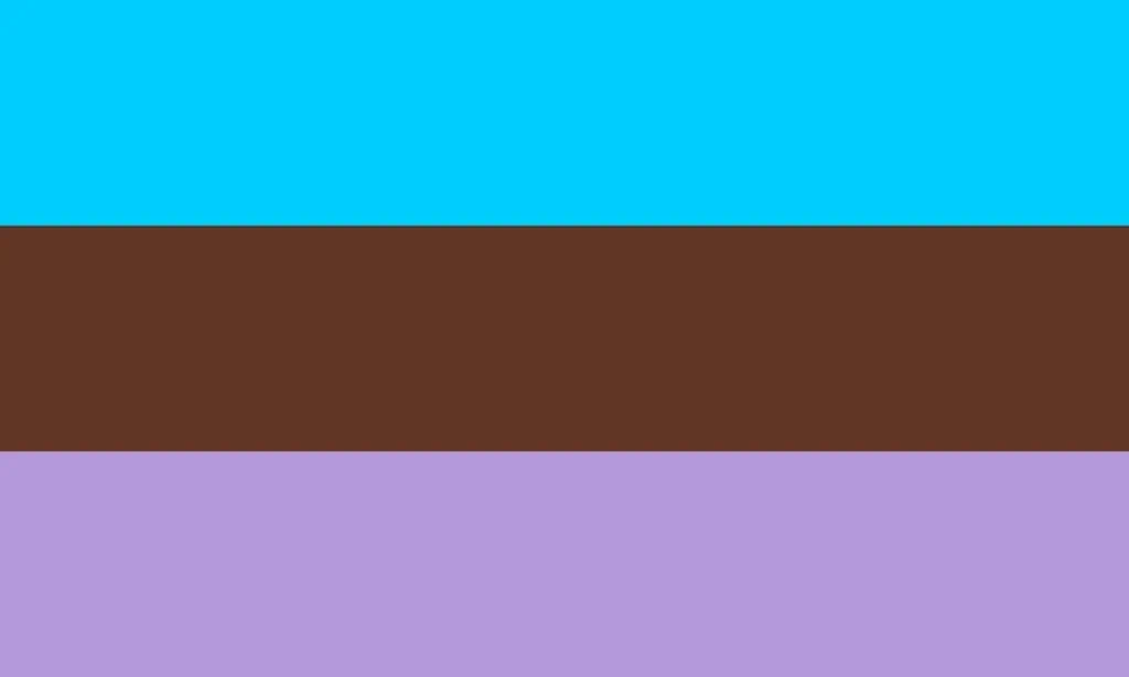 The light blue, brown, and lavender androsexual flag