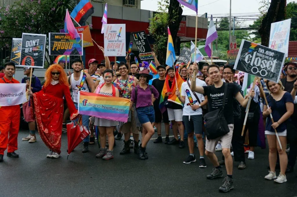 Lesbians and queers of all kinds gathering in a Pride march for equal LGBT rights in Manila, Philippines