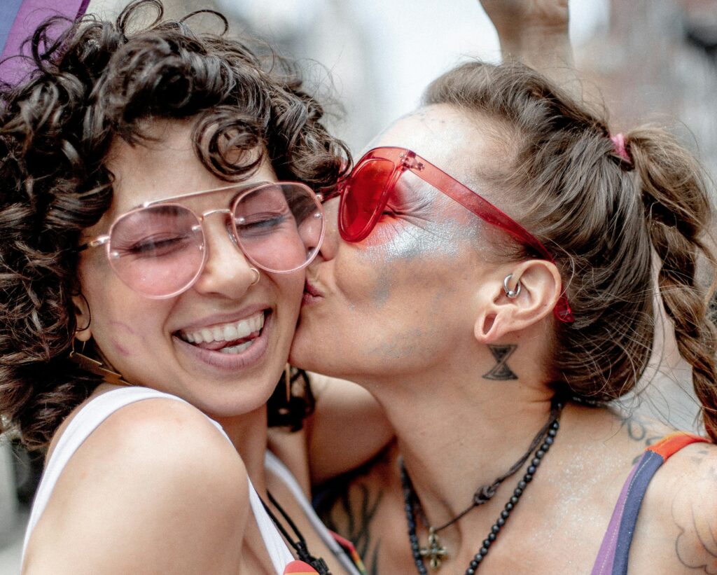 Romantic moment between two lesbians