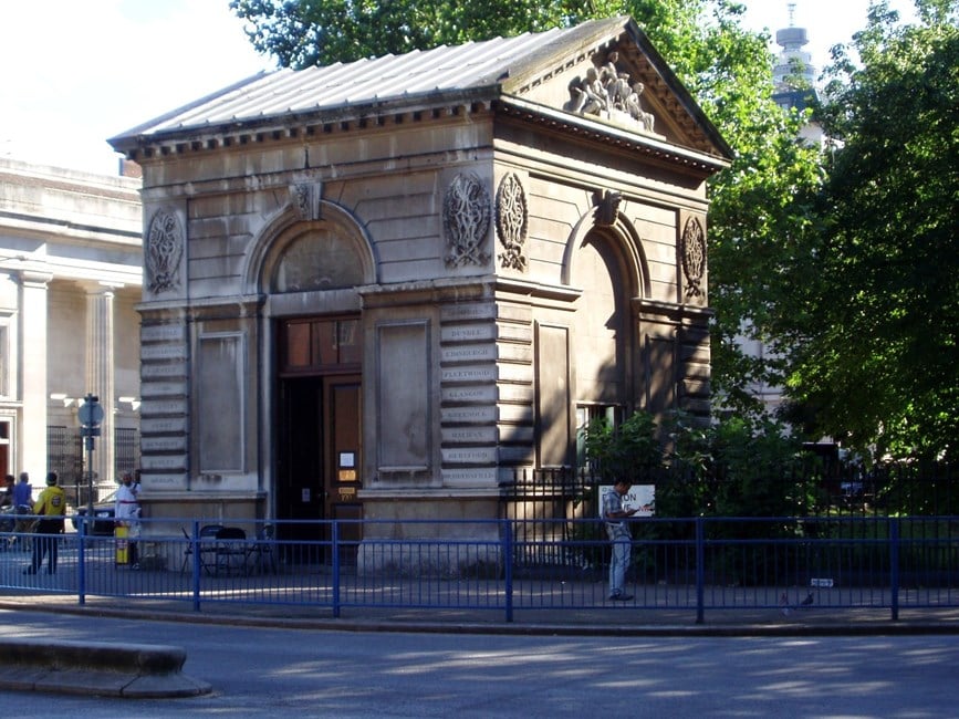 Exterior of Glass Bar, established in 1995, situated at this lodge near Euston station until 2008
