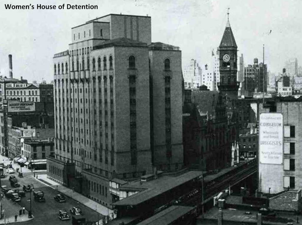 Black and white image of The Women’s House of Detention from the past.