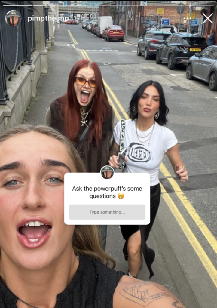 Cara is hanging out with two other contestants, Eva and Amy, on Instagram stories. They are from the TV show "I Kissed A Girl."