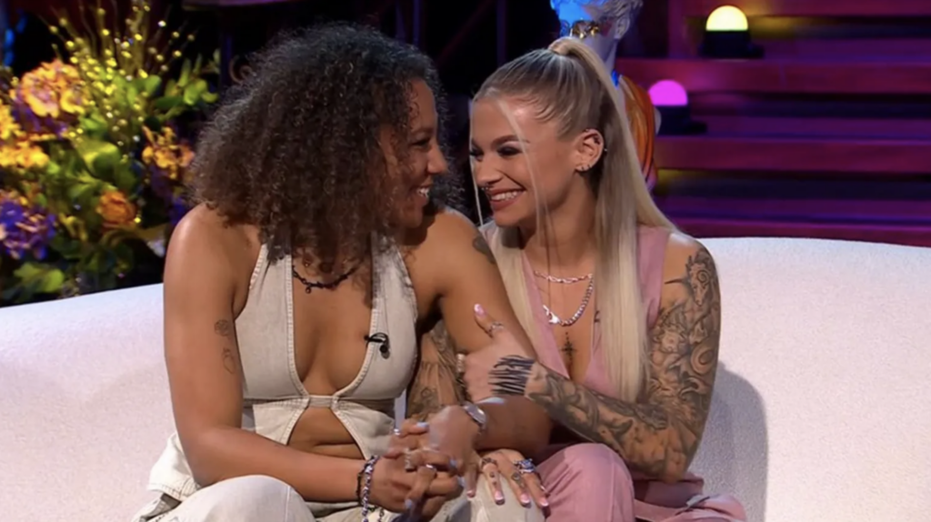 Meg and Lailah from the TV show I Kissed a Girl’s Reunion episode