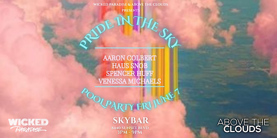 a poster of Pride in the Sky, one of the events and parties in LA during the Pride month 2024