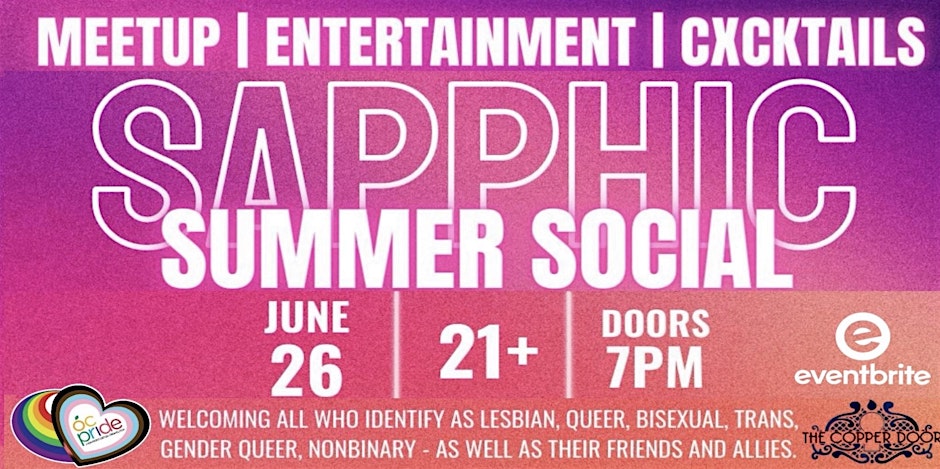 a poster of Sapphic Summer Social, one of the events and parties in LA during the Pride month 2024