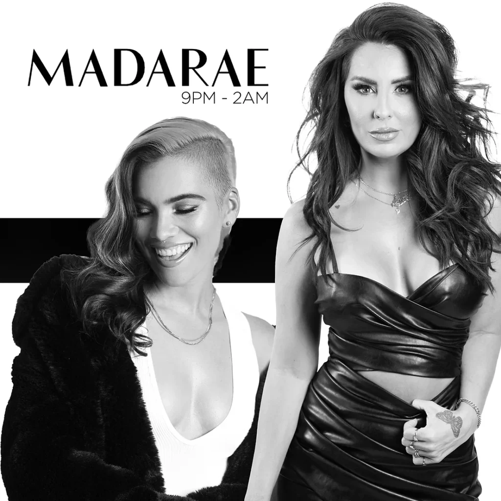 A black and white poster promotingSaturday Night Pride Party: Uhaul SF At Madara