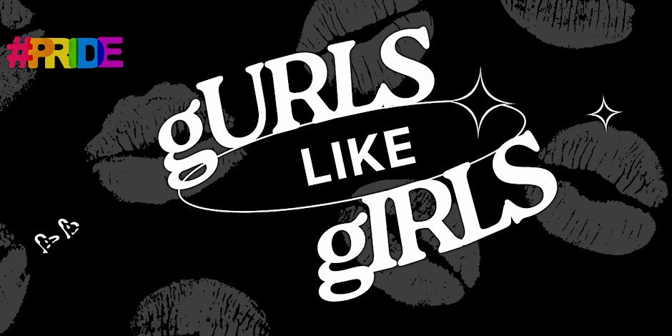 A vibrant poster promoting the "gURLS like gIRLS Lesbian Party: Pride Month Edition" for New York Pride 2024.