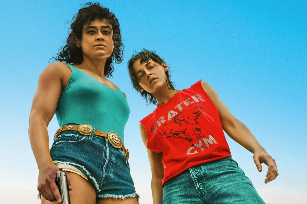 A scene from Love Lies Bleeding starring Alt text: A scene from Love Lies Bleeding starring