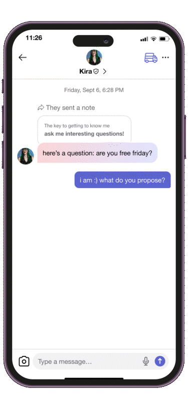 GIF of U-Haul Button bouncing in HER app chat screen